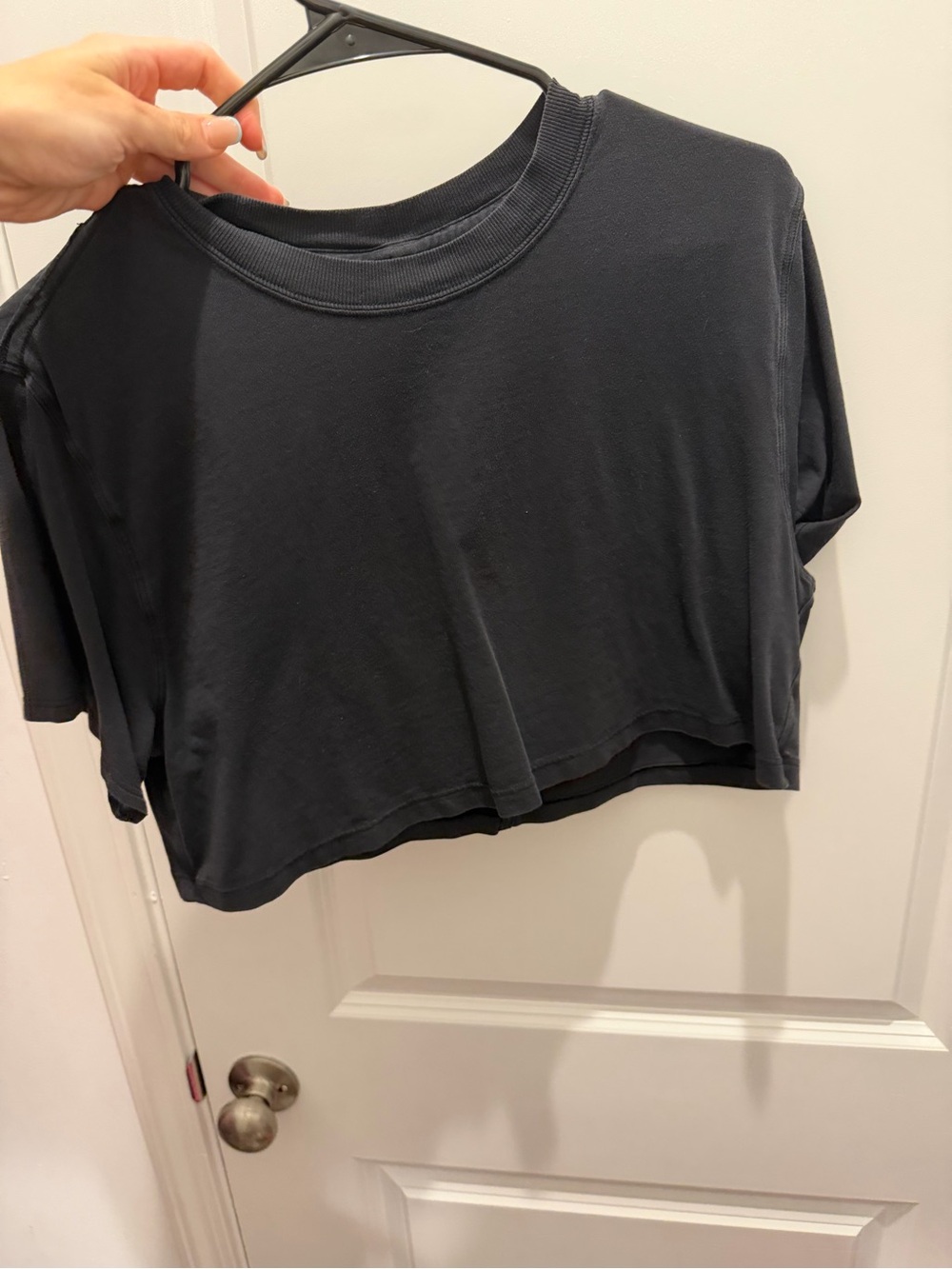 lululemon athletica Black Cropped Crew Tee